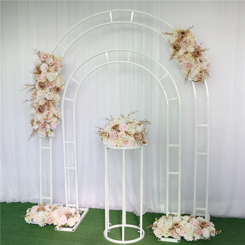 JAROWN Wedding Arch Cake Stand Set Metal Flower Stand Wedding Arched Door Background Decor Round Arch Home Party Decoration