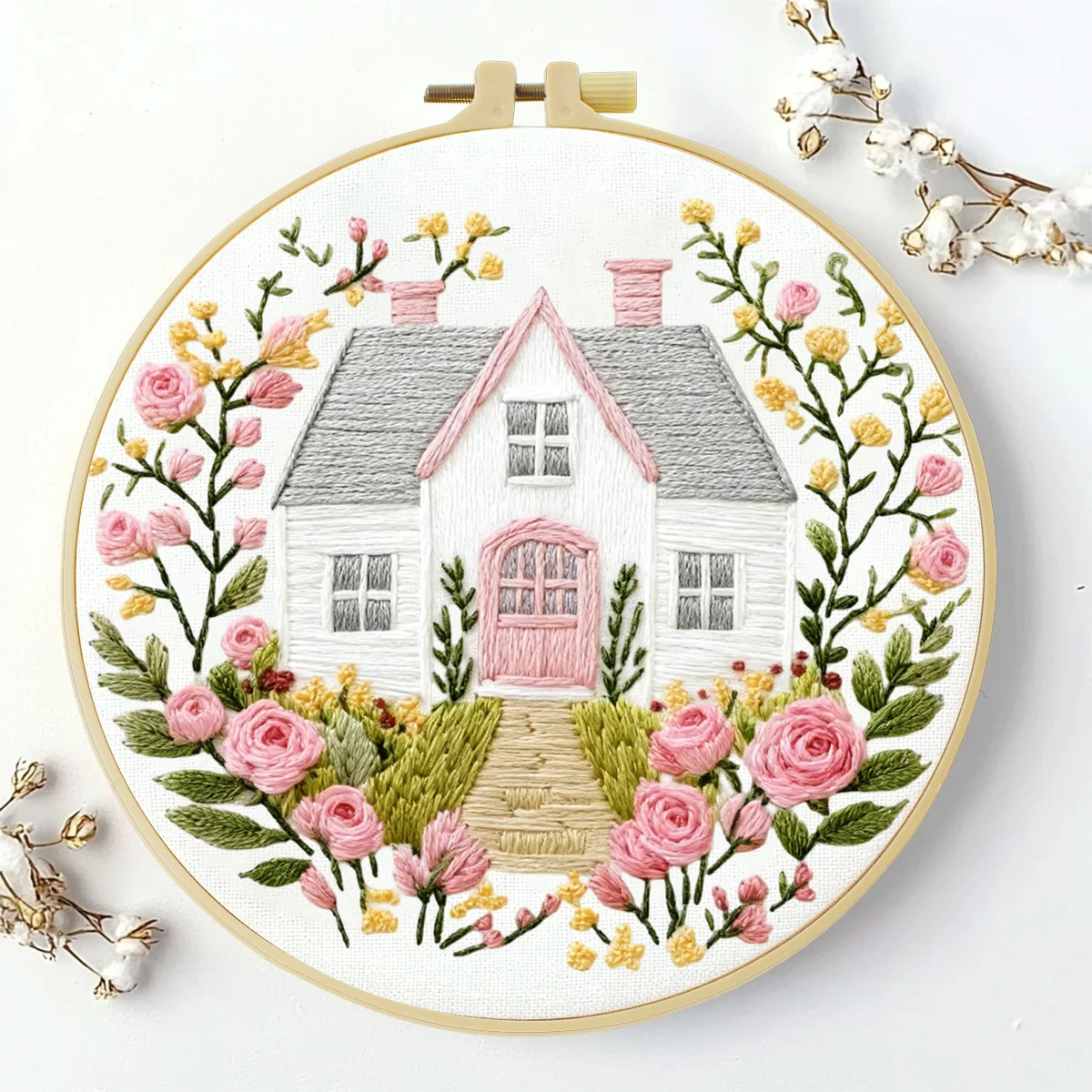1 Stück 20X20CM/15X15CM 7,87/6,3 Zoll Haus-Stickerei-Starter-Kit DIY-Kit DIY-Stickerei-Set Handarbeiten Malerei Heimdekoration – Detail 2
