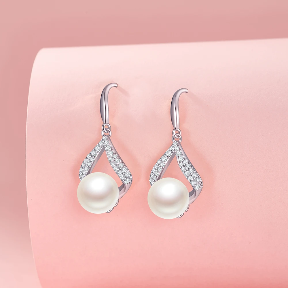 Kolczyki sztyfty NASIYA z perłami 10 mm, srebrne kolczyki dla kobiet, minimalistyczny design, elegancka biżuteria, kolczyki na imprezę, rocznicę, ślub, prezent na urodziny