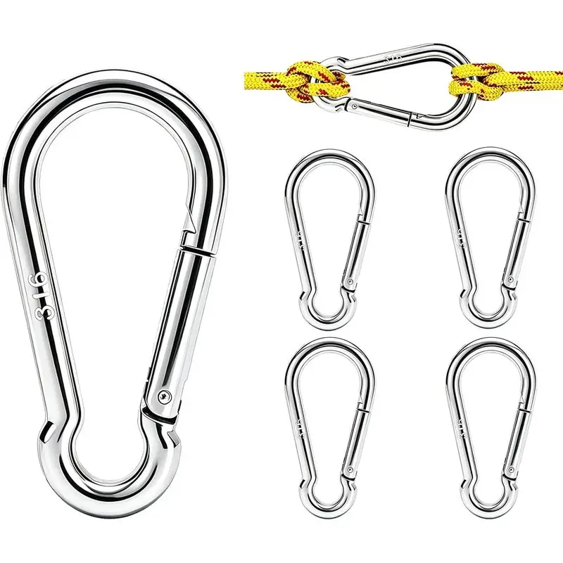 316 Stainless Steel Spring Snap Hooks, Heavy Duty Marine Grade Carabiner Clips, Rust Proof Quick Link Hooks for Boat Fender hj