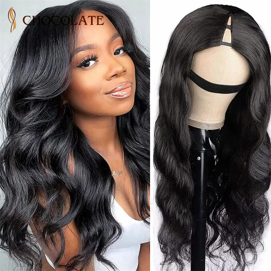 V Part Wig Human Hair Body Wave Human Hair Wigs No Leave Out Glueless Brazilian V Part Human Hair Wave Wigs for Women