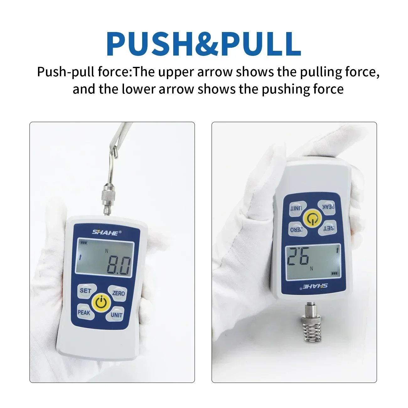 Shahe New Digital Push Pull Force Gauge Portable Dynamometer Gauge High Precision Pull Pressure Gauge Portable Pull Tester