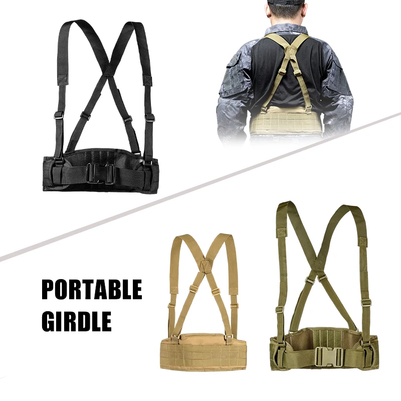 

Tactical Battle Belt Hunting Molle Battle Belt Set Inner Waist Lumbar Belt Support with Phone Tool Bag for War Shooting