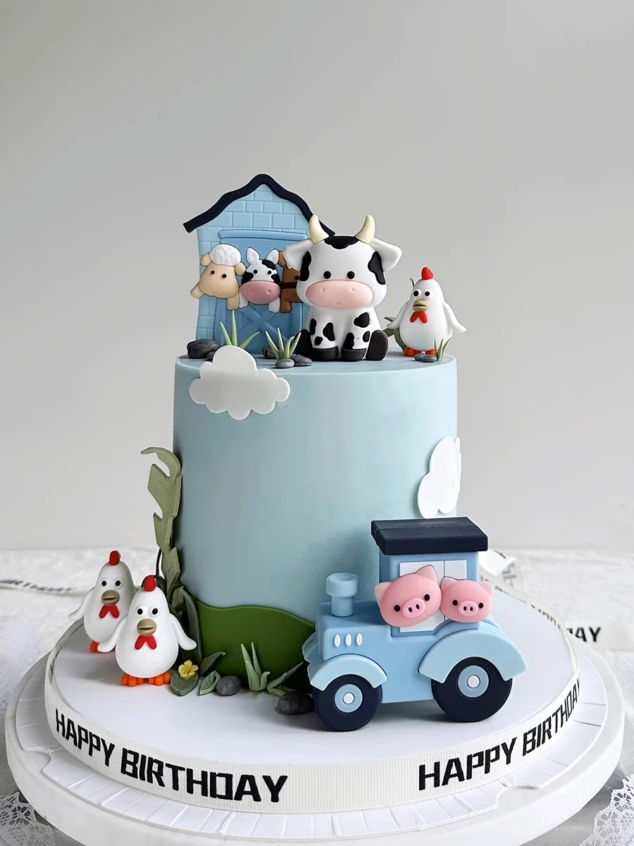 Niedlicher Tier-Kuh-Kuchenaufsatz für Kinder zum 1. Geburtstag, Kuchendekoration, rosa Kuh-Farbkugeln, für Jungen und Mädchen, Babyparty-Party-Dekorationen – Detail 6