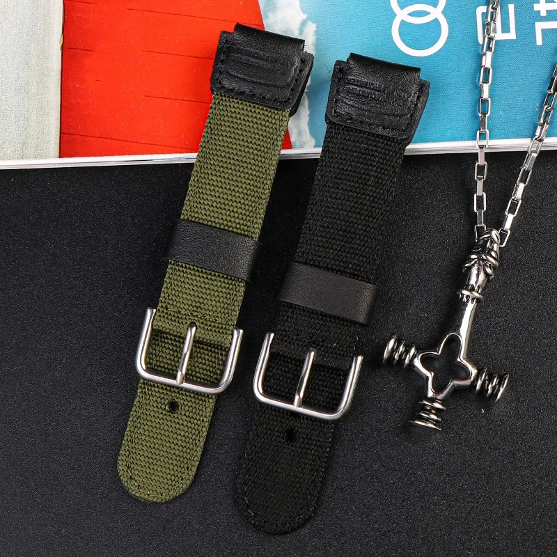 18mm Nylon Watch Strap for Casio W800H Men Canvas Sport Black Green Bracelet SGW400 F91W F84 F105/108/A158/168 AE1200/1300 Belt