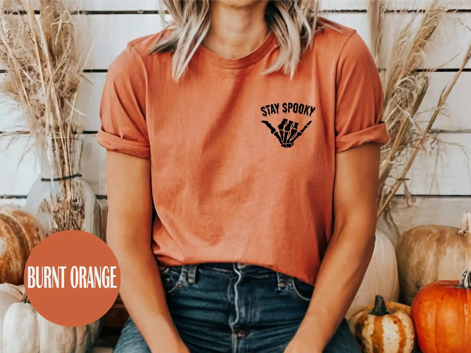 

Футболка Stay Spooky в стиле ретро, винтажная футболка на Хэллоуин, хиппи, сезонная толстовка для взрослых