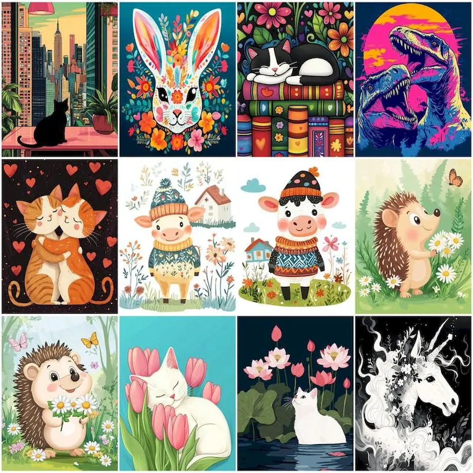 ภาพวาด ruopoty สำหรับการวาดภาพโดยตัวเลขสัตว์ง่ายๆสำหรับเครื่องหมายเริ่มต้นด้วยการวาดตัวเลขชุดแปรงศิลปะบนผนังของขวัญแบบทำมือ