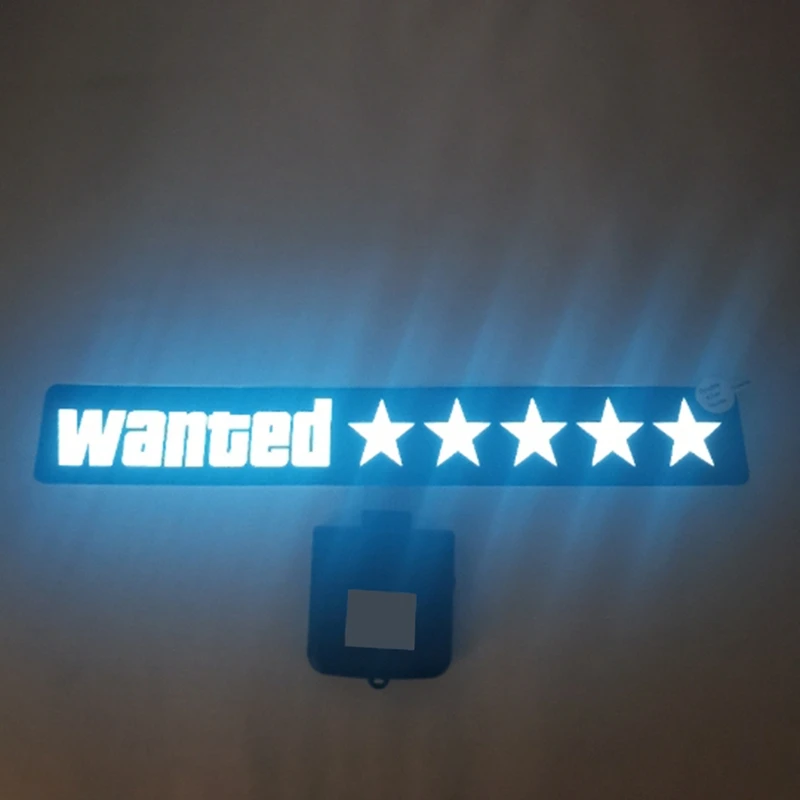 Windshield Electric 5 Star Wanted Car LED White Light Up Window Stickers Accessories For JDM Glow Panel Decoration Accessories