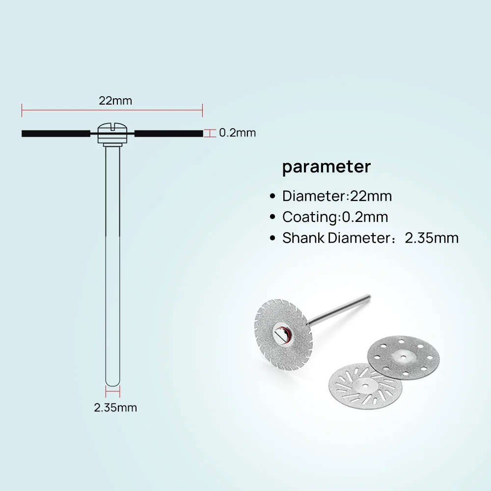 5pcs Dental Diamond Disc Disks 0.20mm Ultra-thin Double Sided Grit Cutting Disc Tool Thickness Dental Lab C19/220 11 Sizes