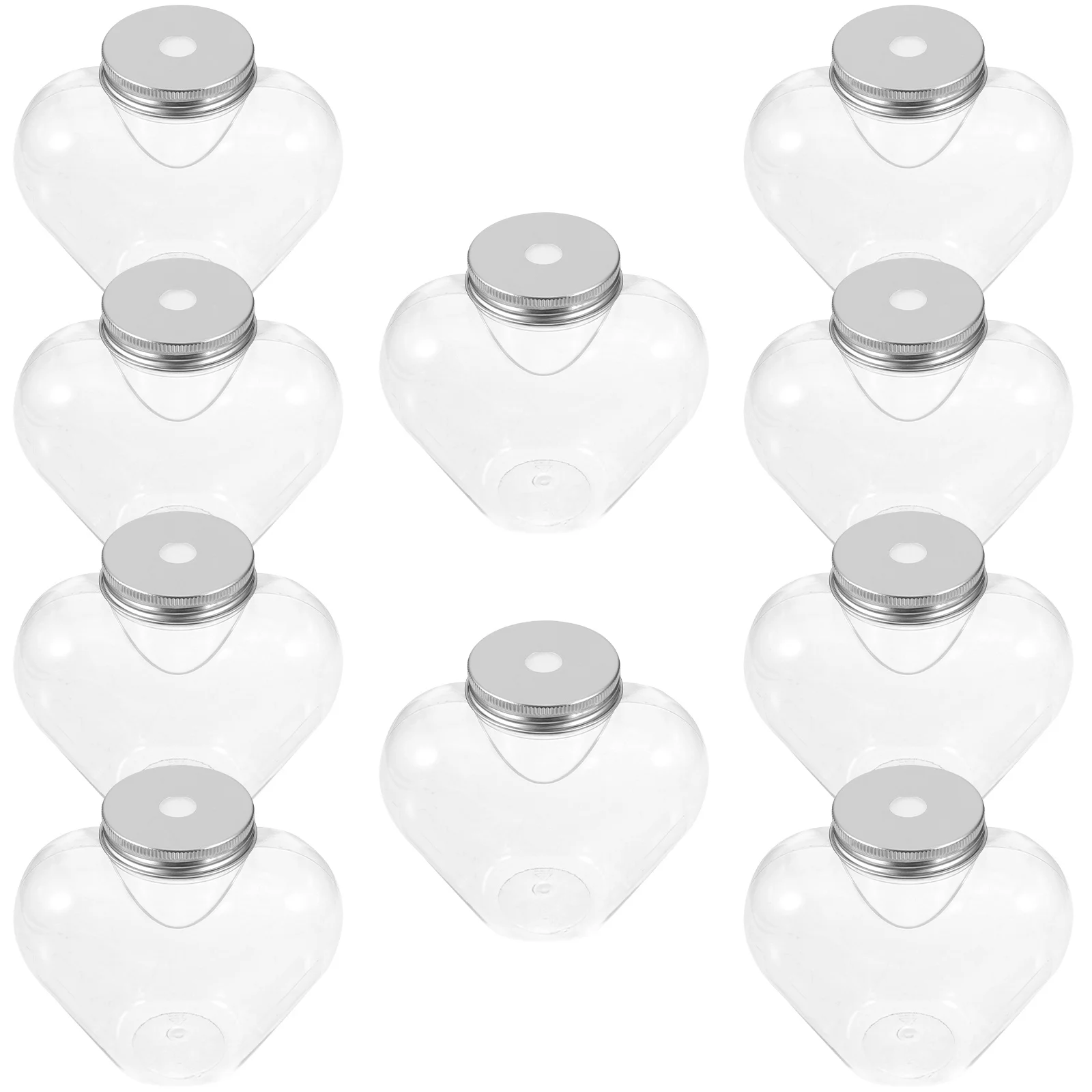 10 Pcs Love Plastic Bottle Clear for Drinks Heart Bottles Heart-shaped Beverage Small with Hole Caps Juice Jar