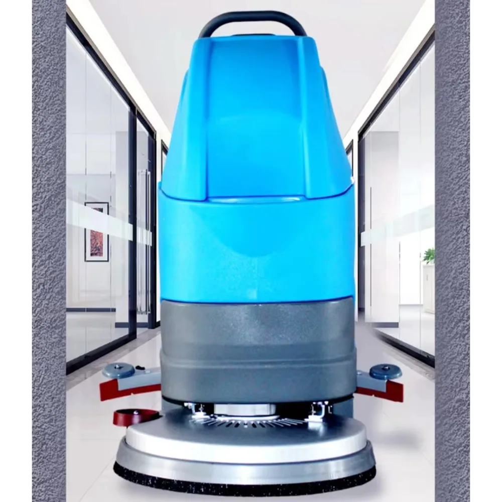 Mini Industrial Walk Behind Floor Scrubber, Blue Electric Battery Wet Dry Cleaning Machine, New Design Efficient Wash Equipment view 4