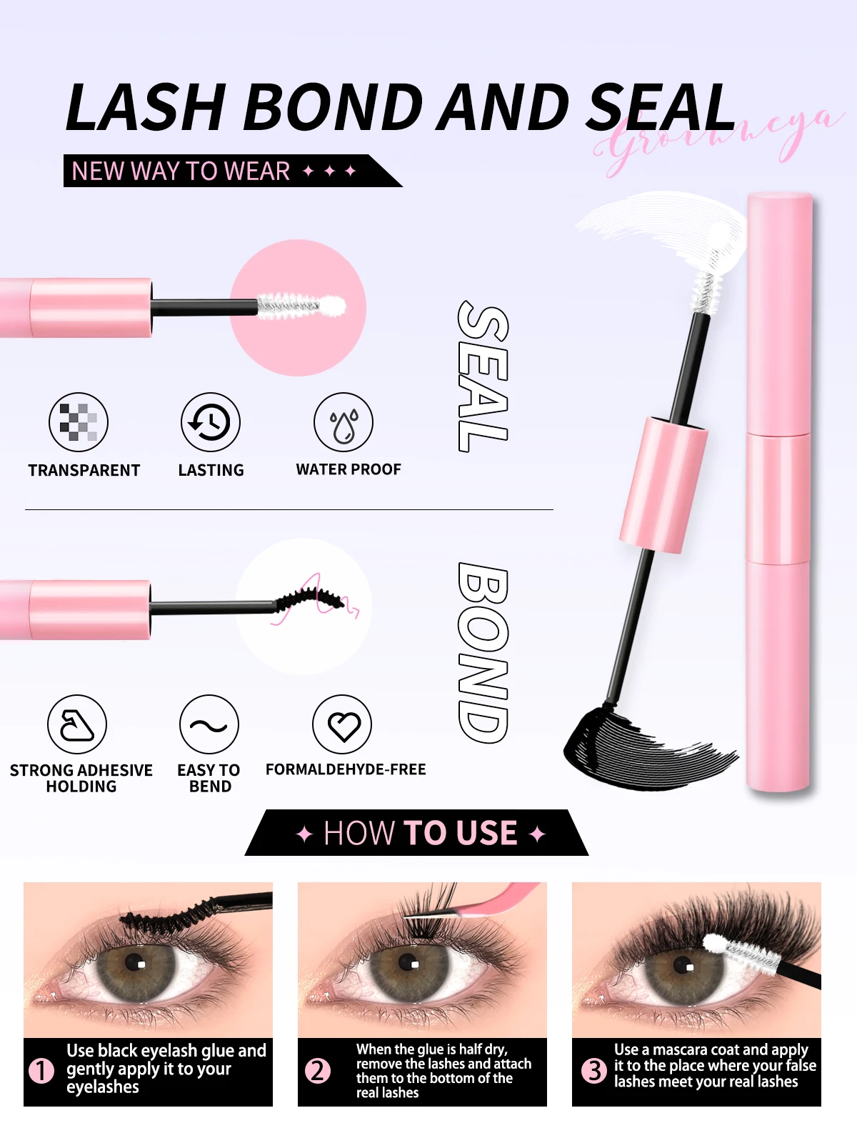 Lasvirey DIY 클러스터 속눈썹 키트 푹신한 속눈썹 연장 세트 자연스러운 볼륨 인조 밍크 속눈썹 혼합 트레이 개별 속눈썹 메이크업