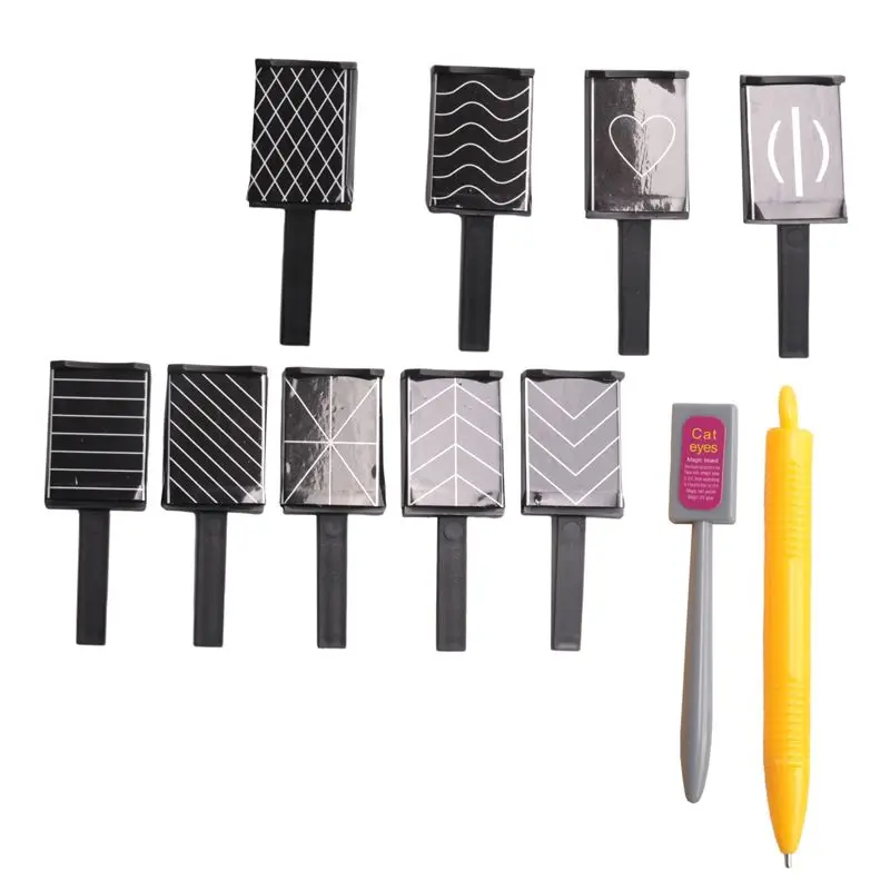 AA20-11Pcs/Set Nail Art Tool Magnet Pen For DIY Magic 3D Magnetic Cats Eyes Polish UV Gel Polish Cat Eye