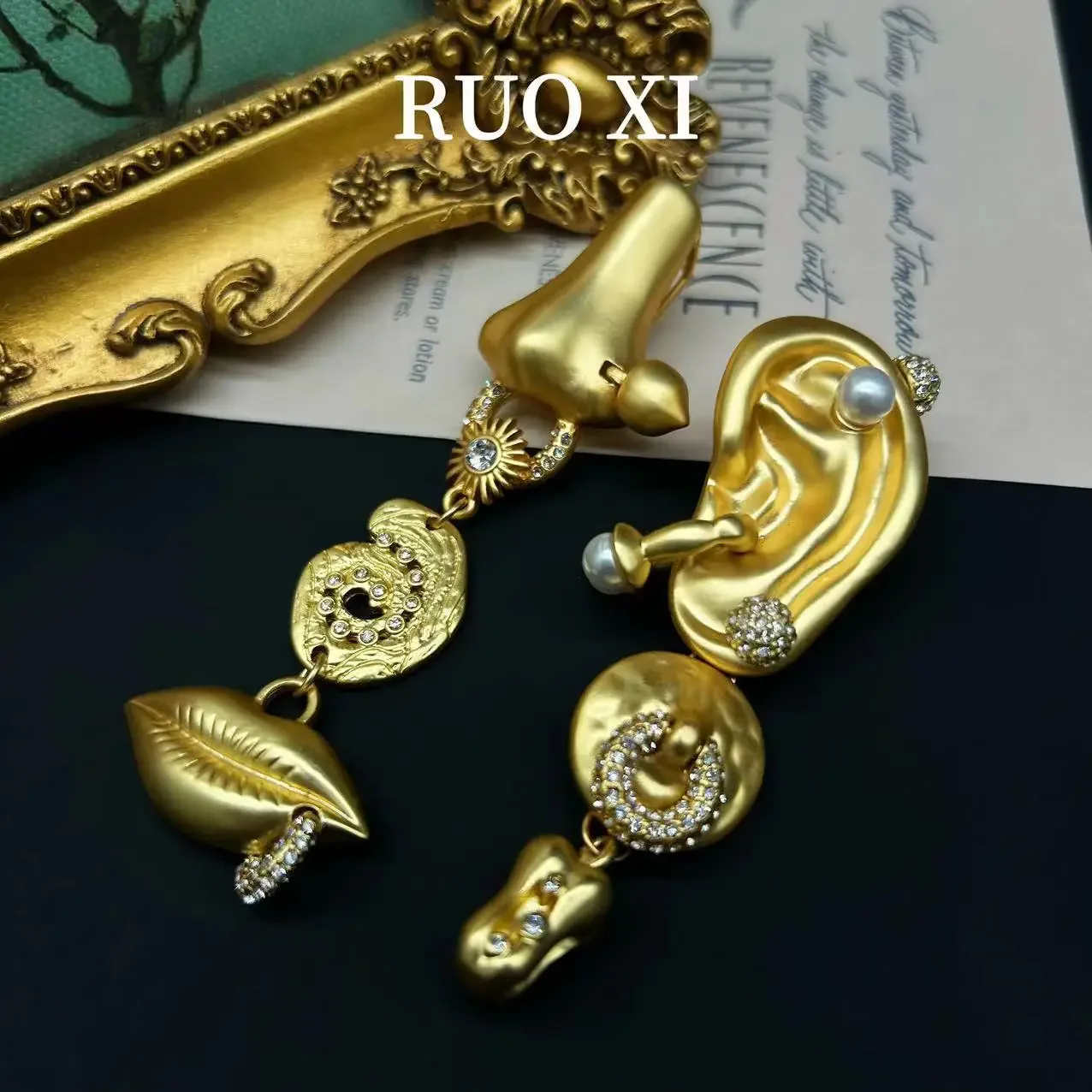 French high touch standard nose mouth ear emoticon earrings