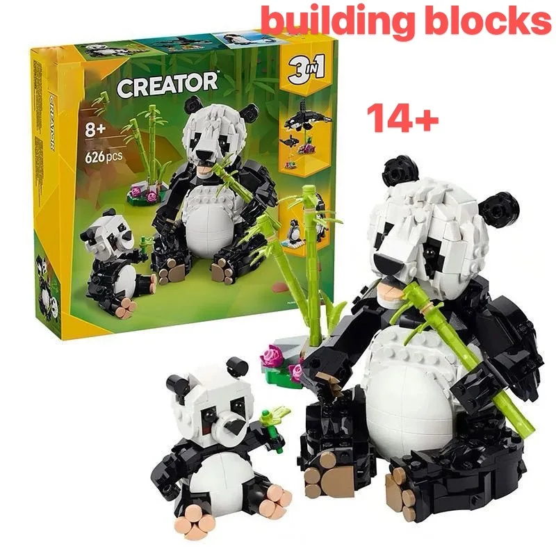 

31165 3 IN 1 Wild Animals Panda Family Building Blocks Creative DIY Assembly Educational Toy Gift For Kids