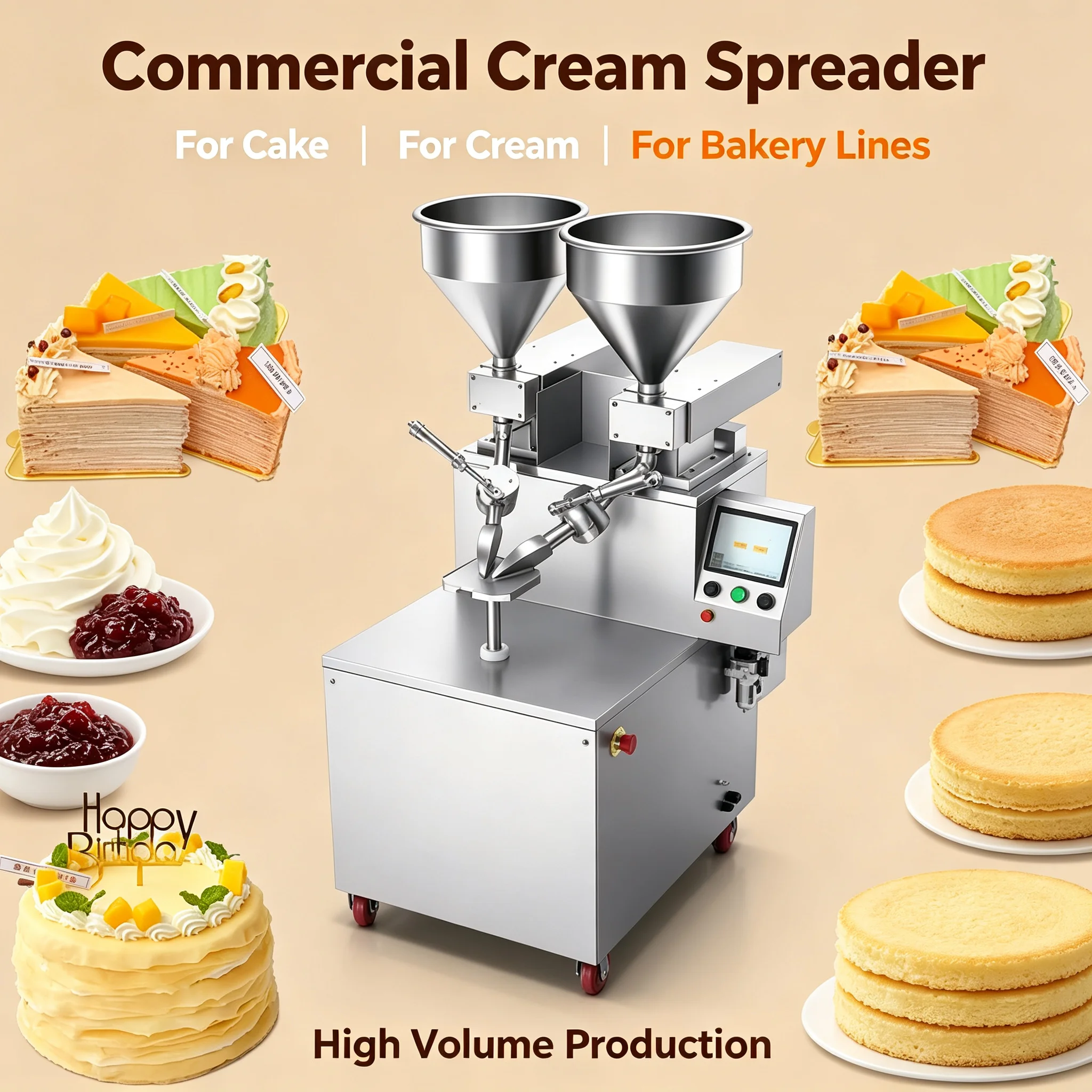 Industrial Cake Cream Decorating Machine 304 Stainless Steel Frosting Device With Recipe Memory Function Customized