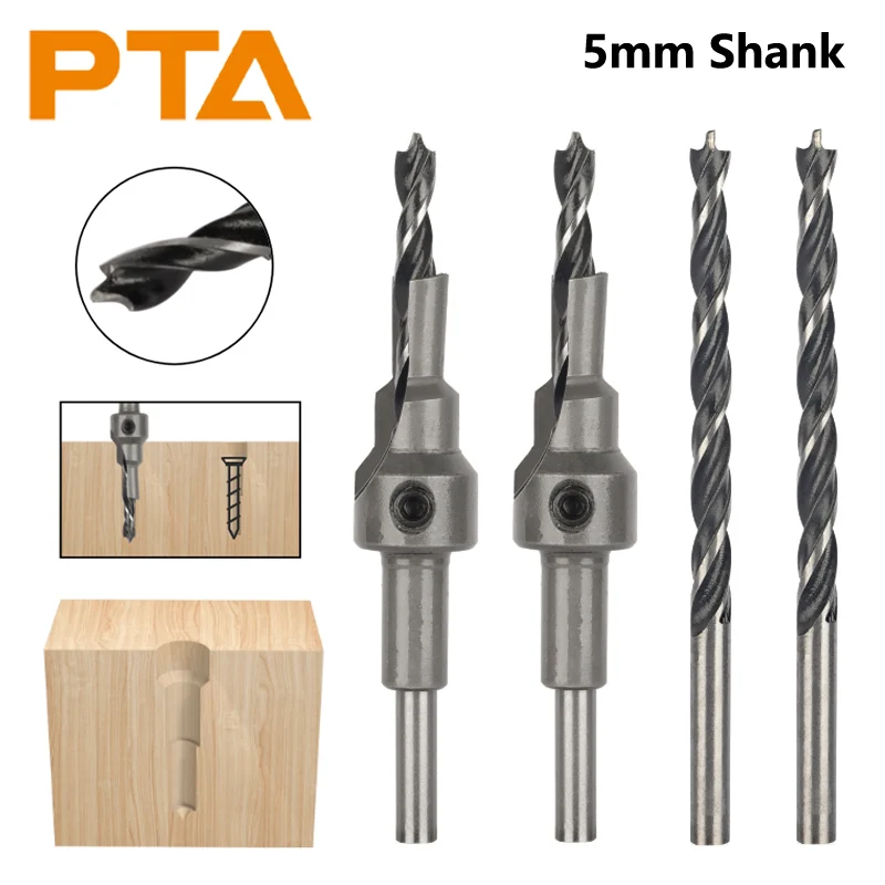 

5MM Shank Countersink Bit Drill Bits Woodworking Carbide Cutter Router Bits for Wood Face Mill End Mill