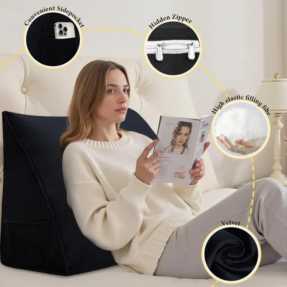 وسادة مثلثة لقراءة السرير ودعم الأريكة