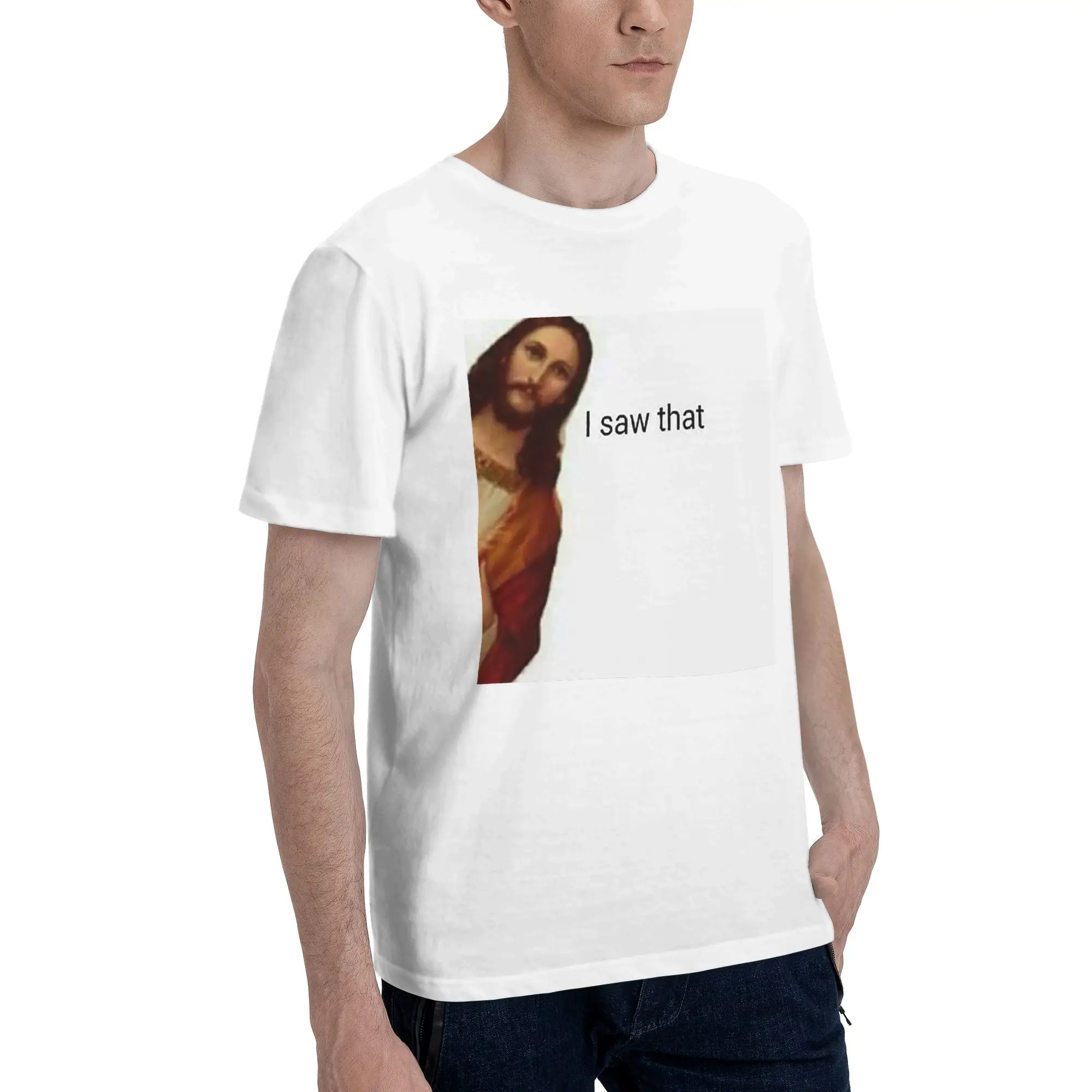 

Мужская футболка jesus saw that, большие футболки, мужские хлопковые футболки с круглым вырезом, короткие летние мужские футболки