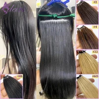 Extensiones de cabello ADEIRS de segunda pluma, 100% liso, cabello realmente humano, extensiones de cabello con microanillo, 0,8g/hebra, marrón, Rubio 613