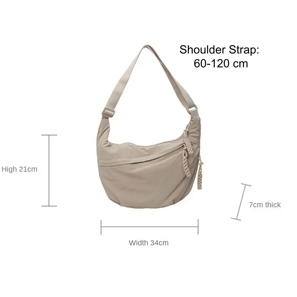 Neue Canvas-Umhängetaschen mit großer Kapazität, koreanische schlichte Sport-Hobos-Tasche, einfarbige leichte Dumpling-Tasche für Reisen – Detail 1
