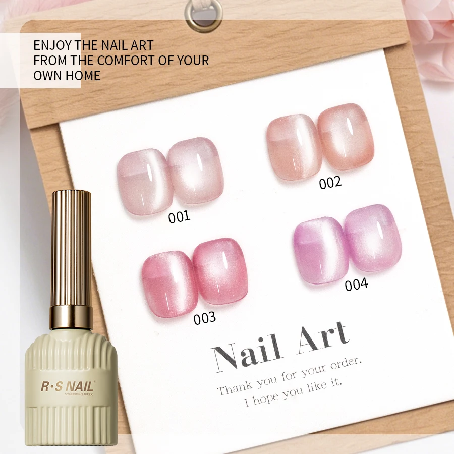 RSNAIL Esmalte de Gel Ojo de Gato Flor de Durazno Sin HEMA Sin TPO Rosa Nude Brillante UV LED Removible para Uñas 10g para Salón y Uso Personal