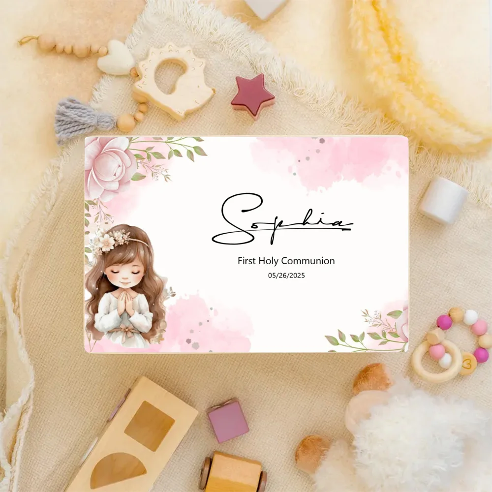 Personalized Baby First Holy Communion Memory Box Custom Keepsake Gift for Boys & Girls Gift Idea for 1st Communion view 5