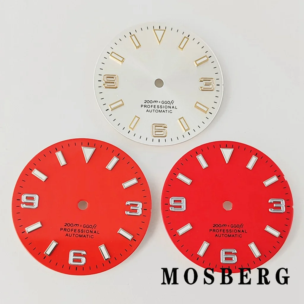 29 مللي متر NH35 NH36 ساعة الطلب مع الأيدي العقيمة مضيئة أسود أبيض أزرق الساعات وجوه جزء الحركة التلقائية