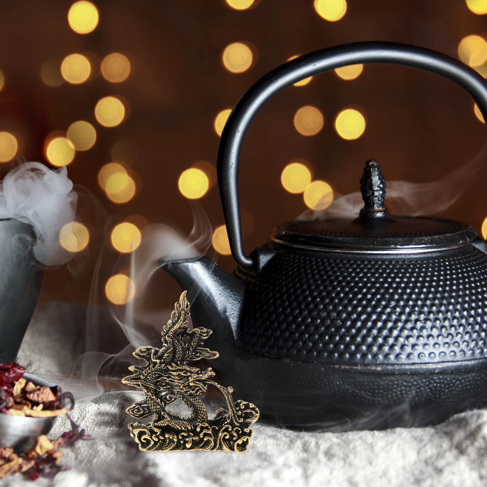 

Elegant Dragon Shaped Ornament Vintage Metal Finish Desktop Decor for Office Home Interior Decoration Gift Idea