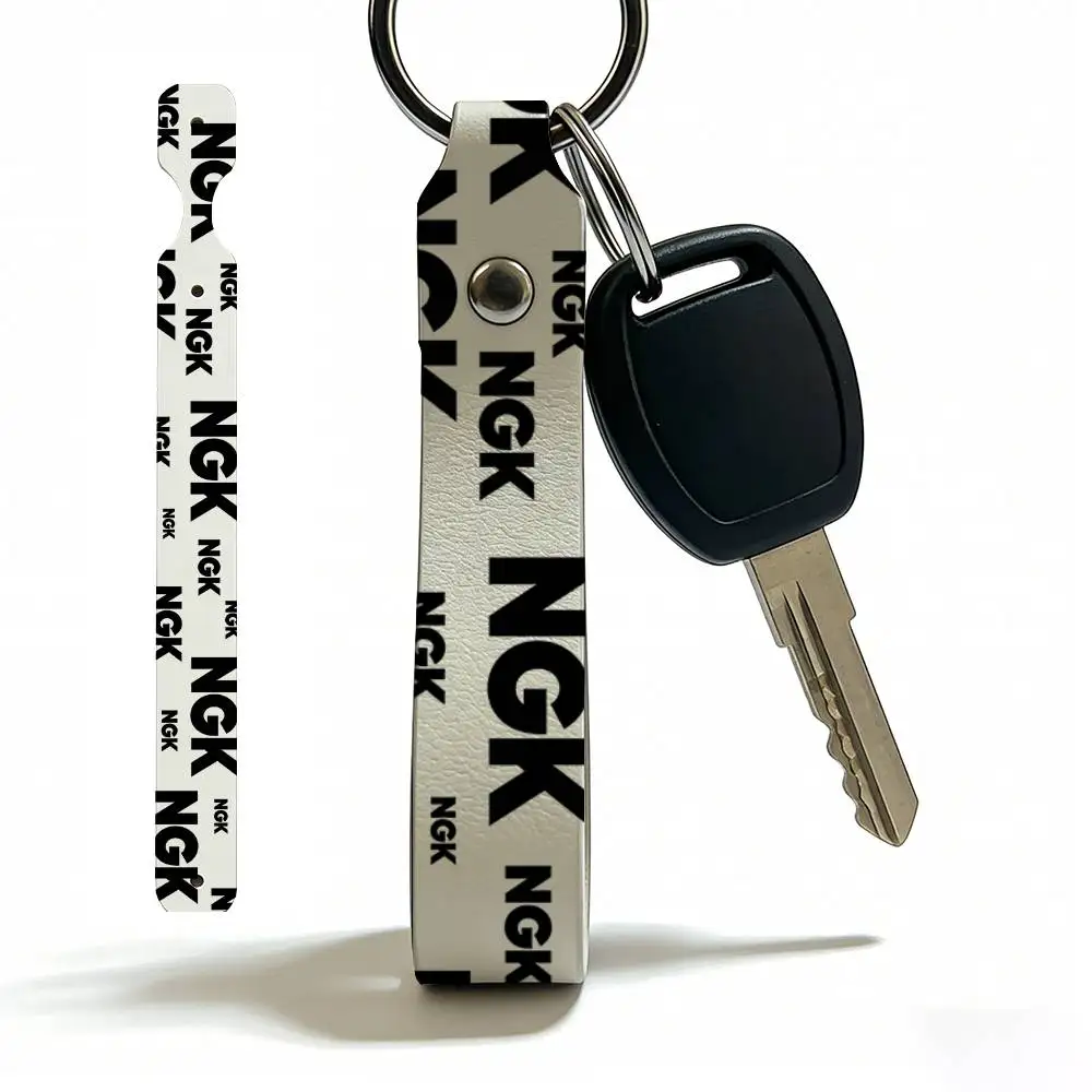 

For Ngk High Quality PU Leather Moto Keychain Vintage Style Key Pendant For Scooter Motocross
