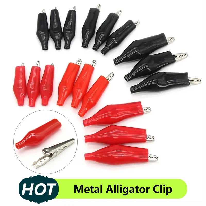 

28 35 45mm Metal Alligator Clip G98 Crocodile Electrical Clamp Testing Probe Meter Black Red with Plastic Boot Car Auto Battery