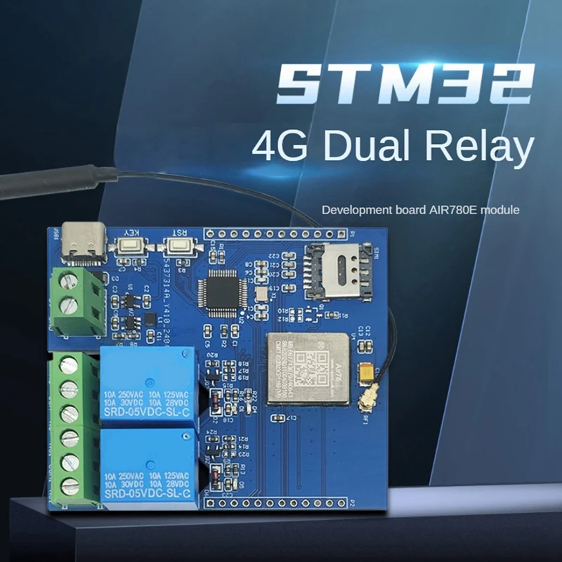 JAJA DC 5V STM32 4G Netwerk Dual-Way Relais Relais Development Board Onboard AIR780E Module I/O poort STM32 Development Board