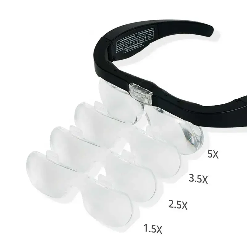 Tattoo Beauty Surgical Helping Magnifying Glasses Magnifier 1.5X 2.5X 3.5X 5.0X USB Rechargeable With LED Light For Watch Repair