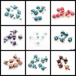2pcs Polymer Clay Glass Earring Charm-Mushroom Shaped pendants for making Necklace,1Hole Handmade,DIY Connector-PC-138