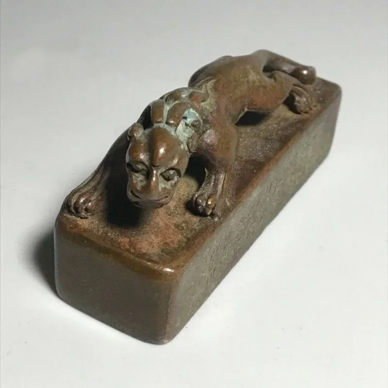 Chinese antique bronze solid Pixiu statue seal attracts wealth auspicious beasts home collection handle piece ornaments