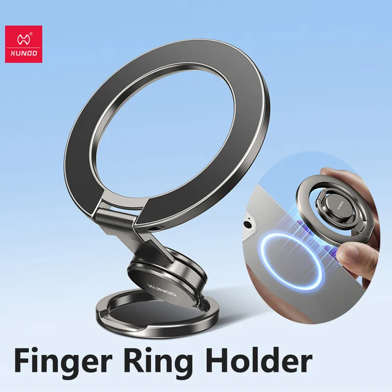 Portable Stable Foldable Ring Holder XUNDD Multi-Angle Rotation Phone Bracket Folding Metal Suction Stand Hook