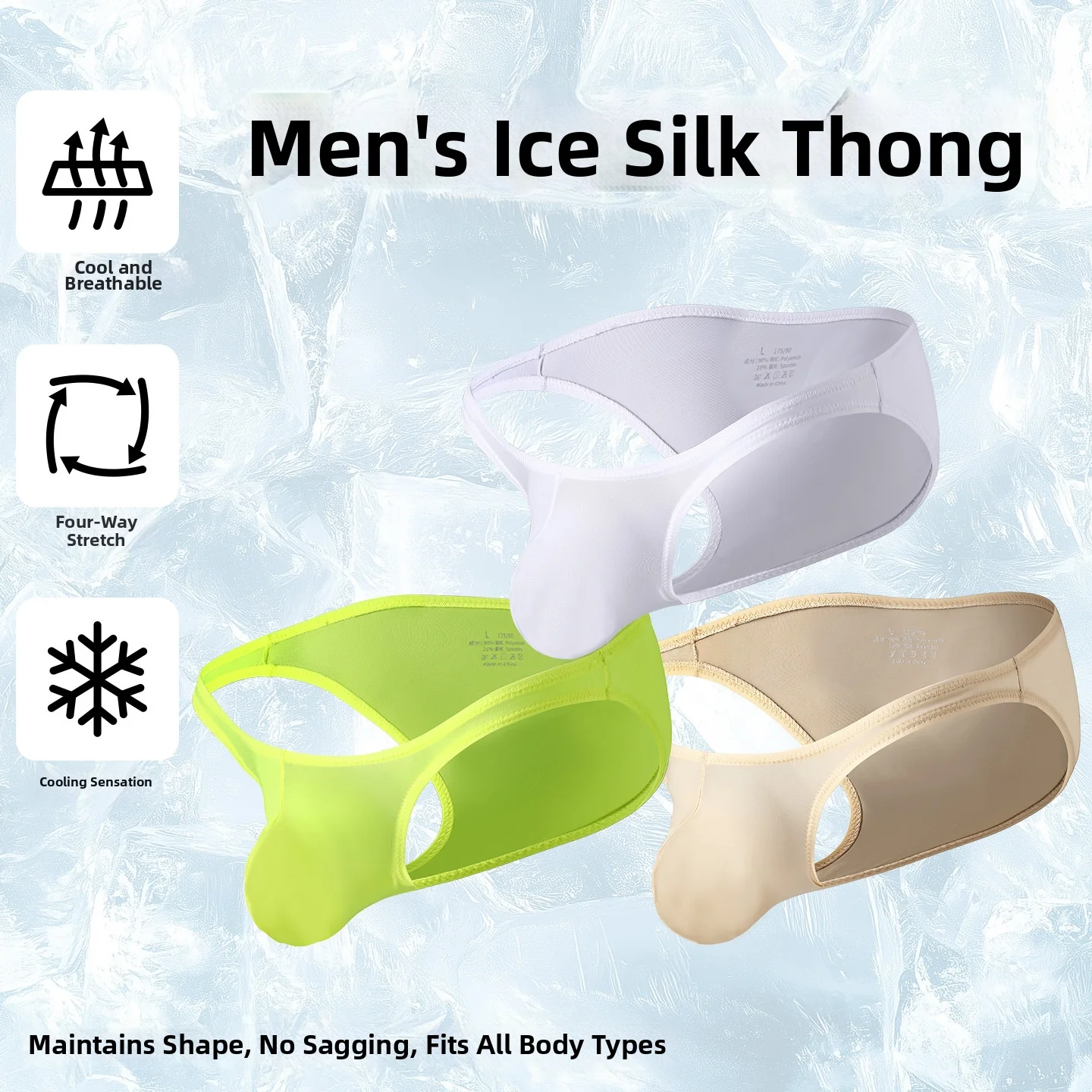 

Summer Ice Silk Men's Briefs Sexy Low-Rise U-Pouch Underwear Ultra-Thin Breathable Smooth Panties Quick-Dry Cool Swimming Briefs