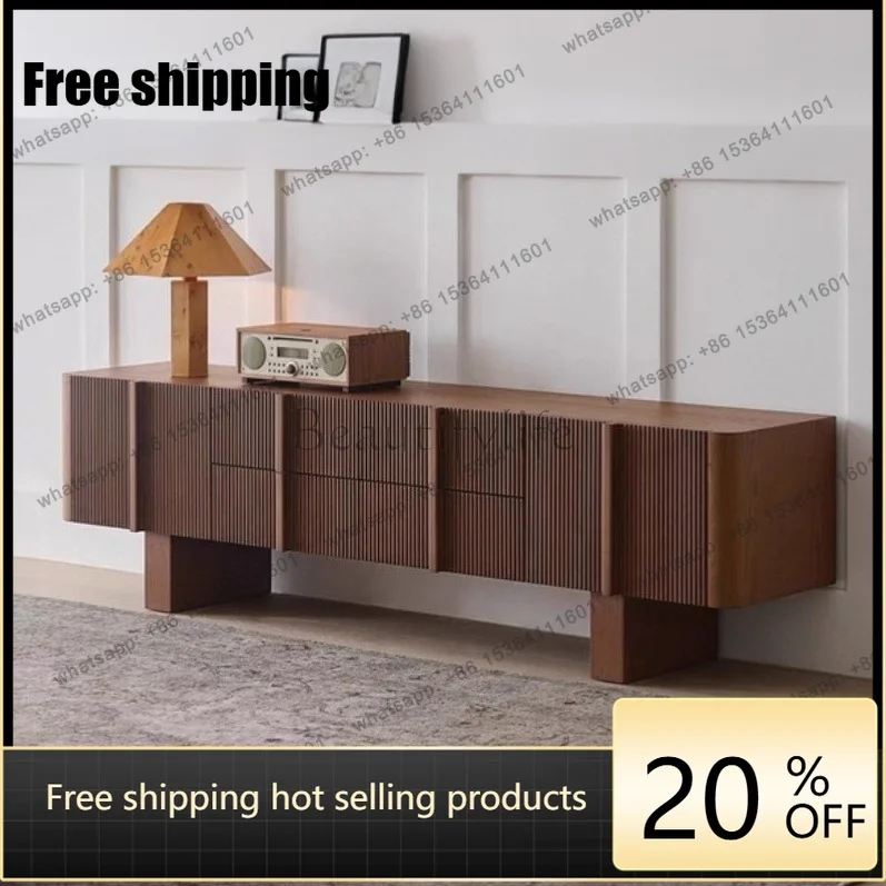 Hot TV cabinet French antique ash wood solid wood living room floor locker retro storage cabinet