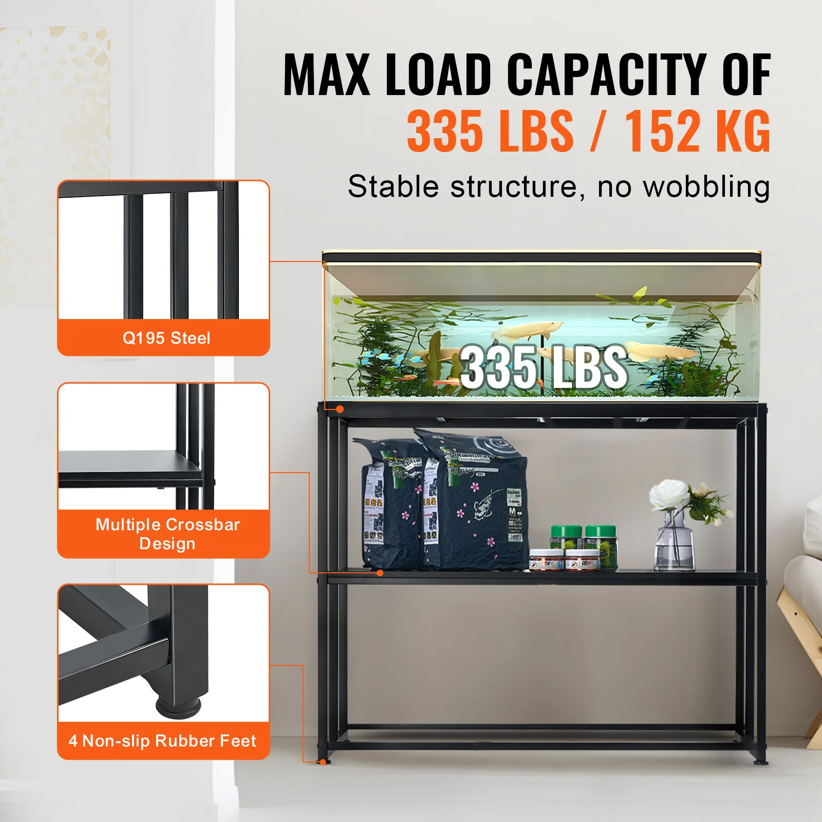 Vevor-水族館鋼水槽スタンド、36.5x18.5x29.5インチ、335lbs負荷容量、repatileスタンド、タートルタンク、40ガロン