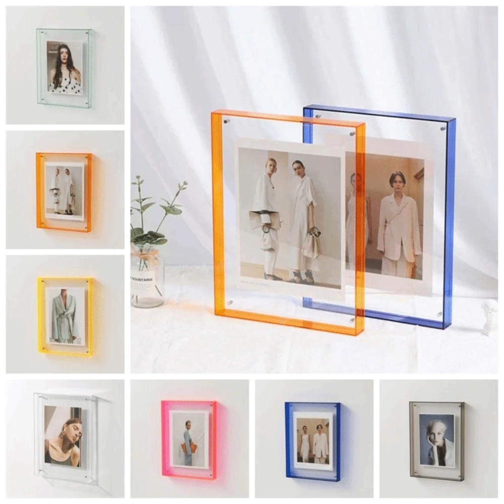 Acrylic Transparent Acrylic Photo Frame Transparent Thickened Colorful Square Photo Frame Wall Hanging DIY