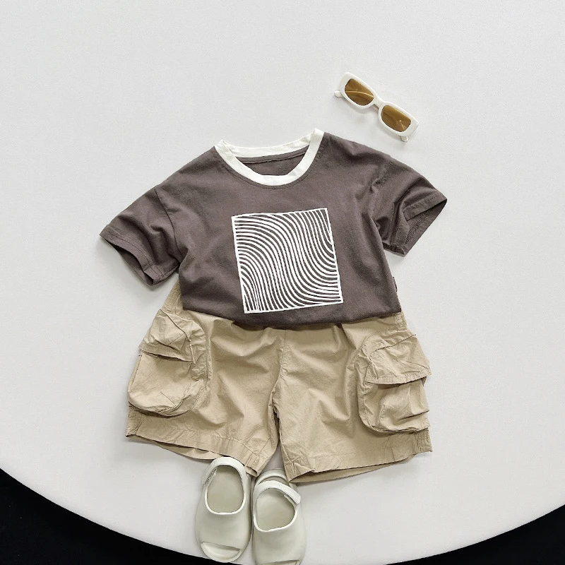 2024 Summer New Boys\' Shorts Fashionable Workwear Capris 1-5 Year Old Korean Edition Pure Cotton Baby Casual Shorts