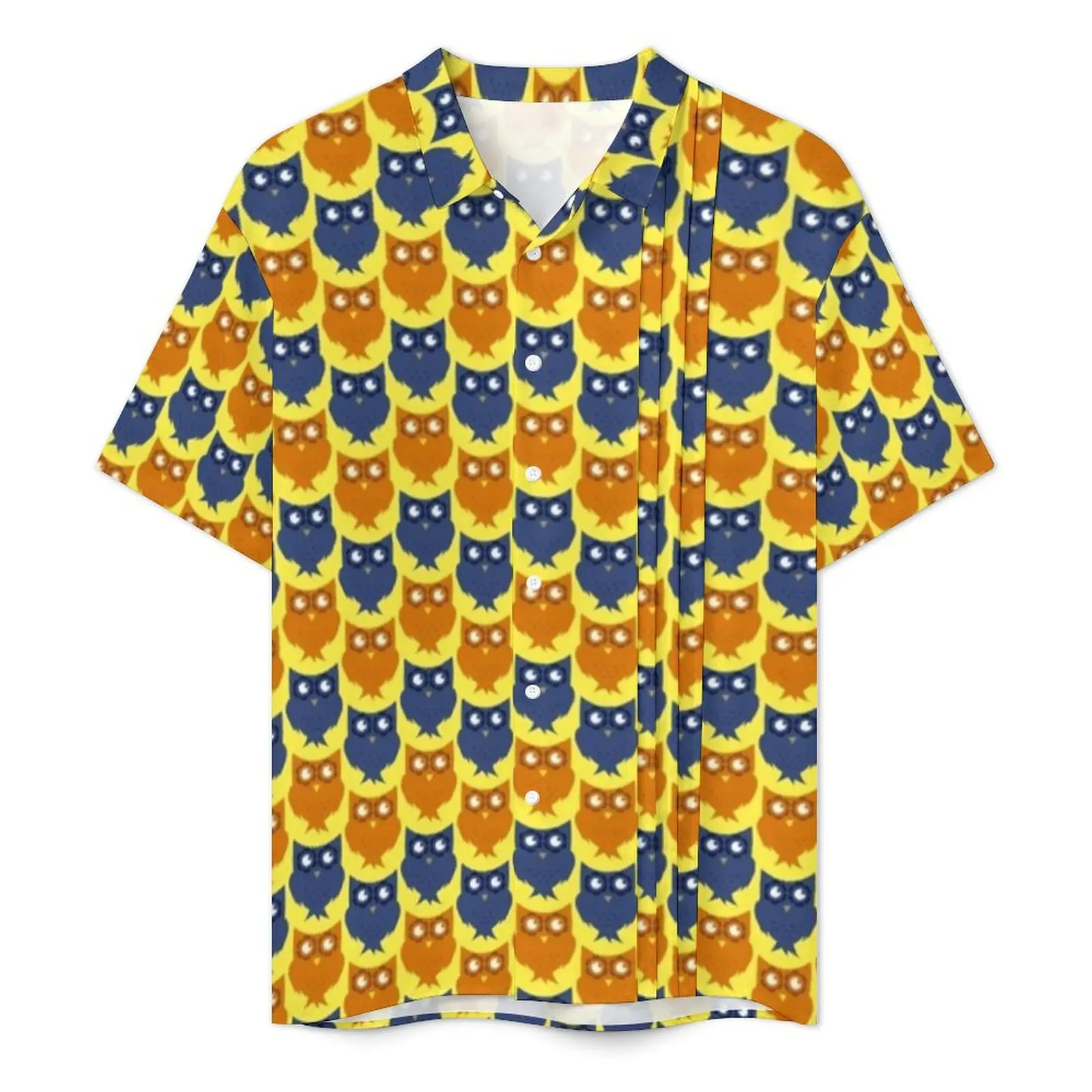 Camisa havaiana de manga curta masculina, design coruja, Lil Hatchling, camisas casuais vintage, blusas de streetwear