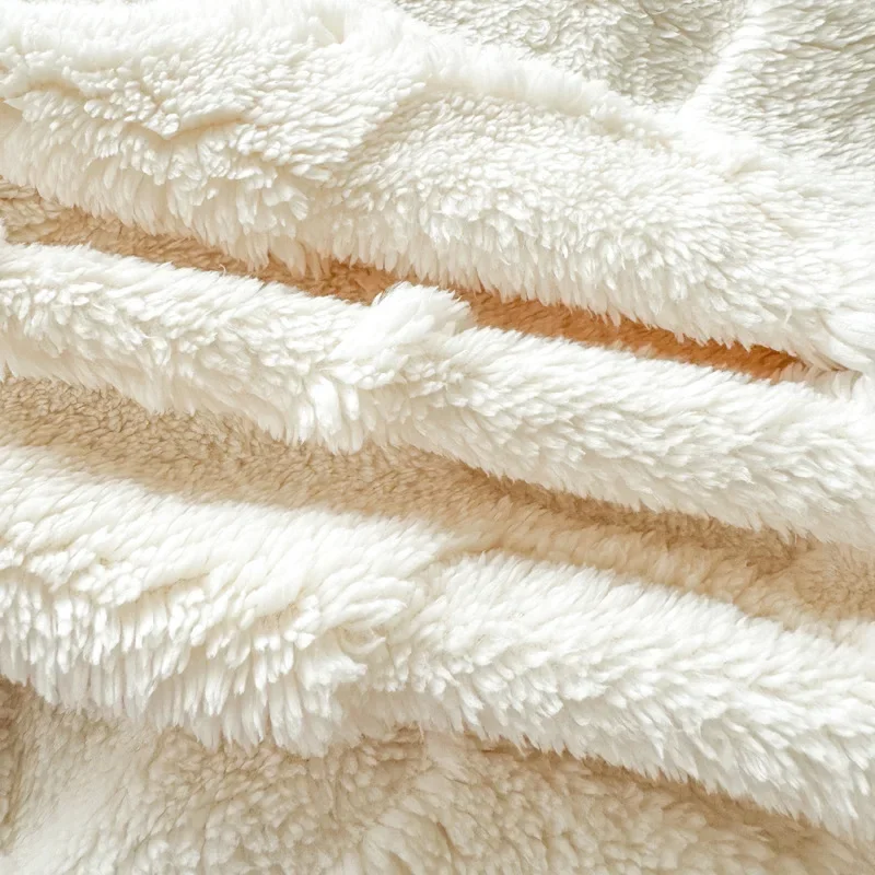 Solid Color Fluffy Blankets Thickened Double Jacquard Blanket Warm Sofa Bed Sheet Cover Chunky Nap Blanket Home Bedroom Decor