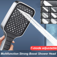 New 15CM Large Flow Pressurized Shower Head With Stop Button Big Panel Water Saving Spray Nozzle Rain Shower Bathroom Accessorie