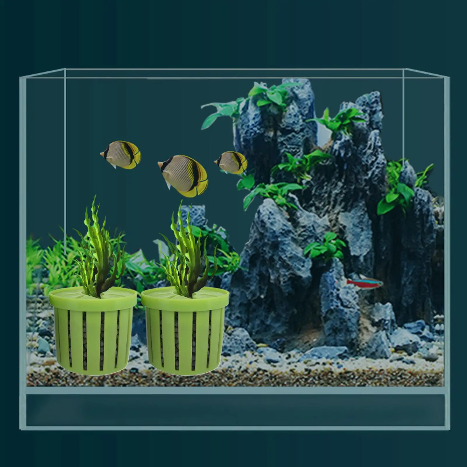 4 Stück Aquarium-Pflanzentöpfe mit Schwamm-Saugnäpfen, atmungsaktiv, wasserdurchlässig, für Zuhause, Fischbecken, Pflanzentöpfe, Halter – Detail 6