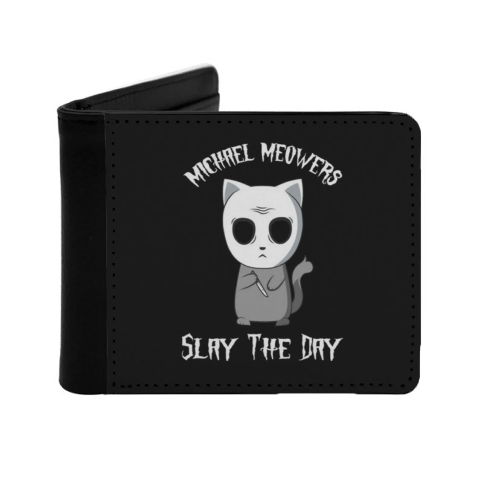 

Майкл Майерс Хэллоуин кот короткие мужские кошельки держатель для кредитных карт ретро кошелек мужской кошелек из искусственной кожи Michael Meowers Cat