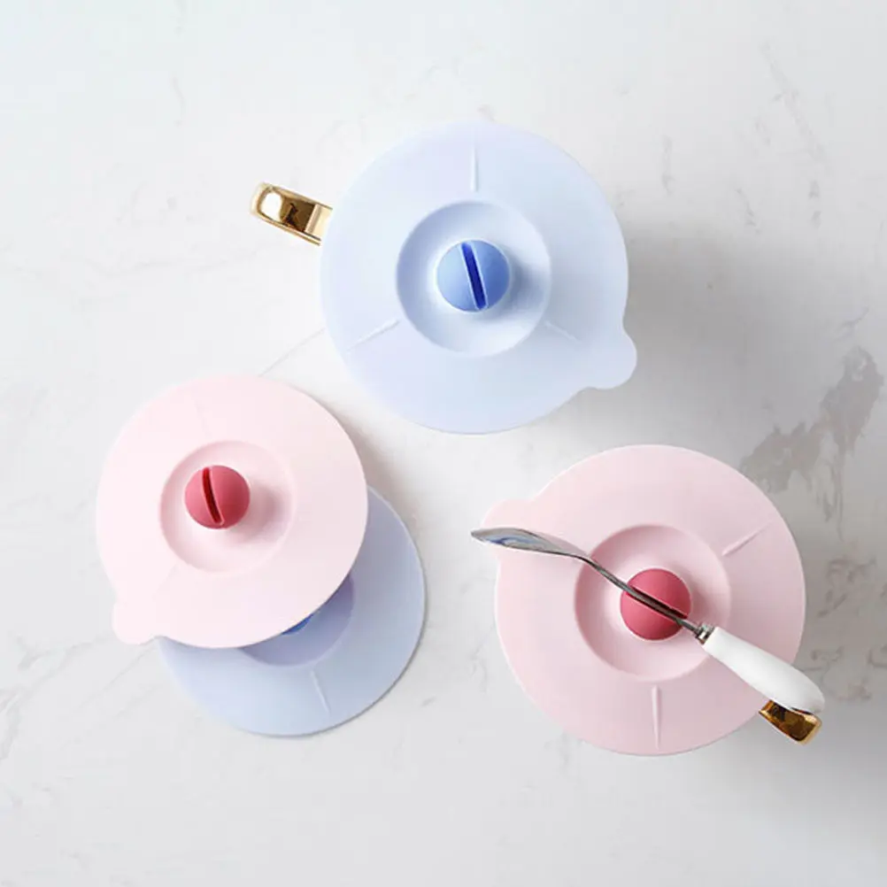 2Pcs Compact Lightweight Silicone Mug Lids Leakproof Cup Covers for Home Office Travel Maintain Flavor Heat Cold Multipurpose