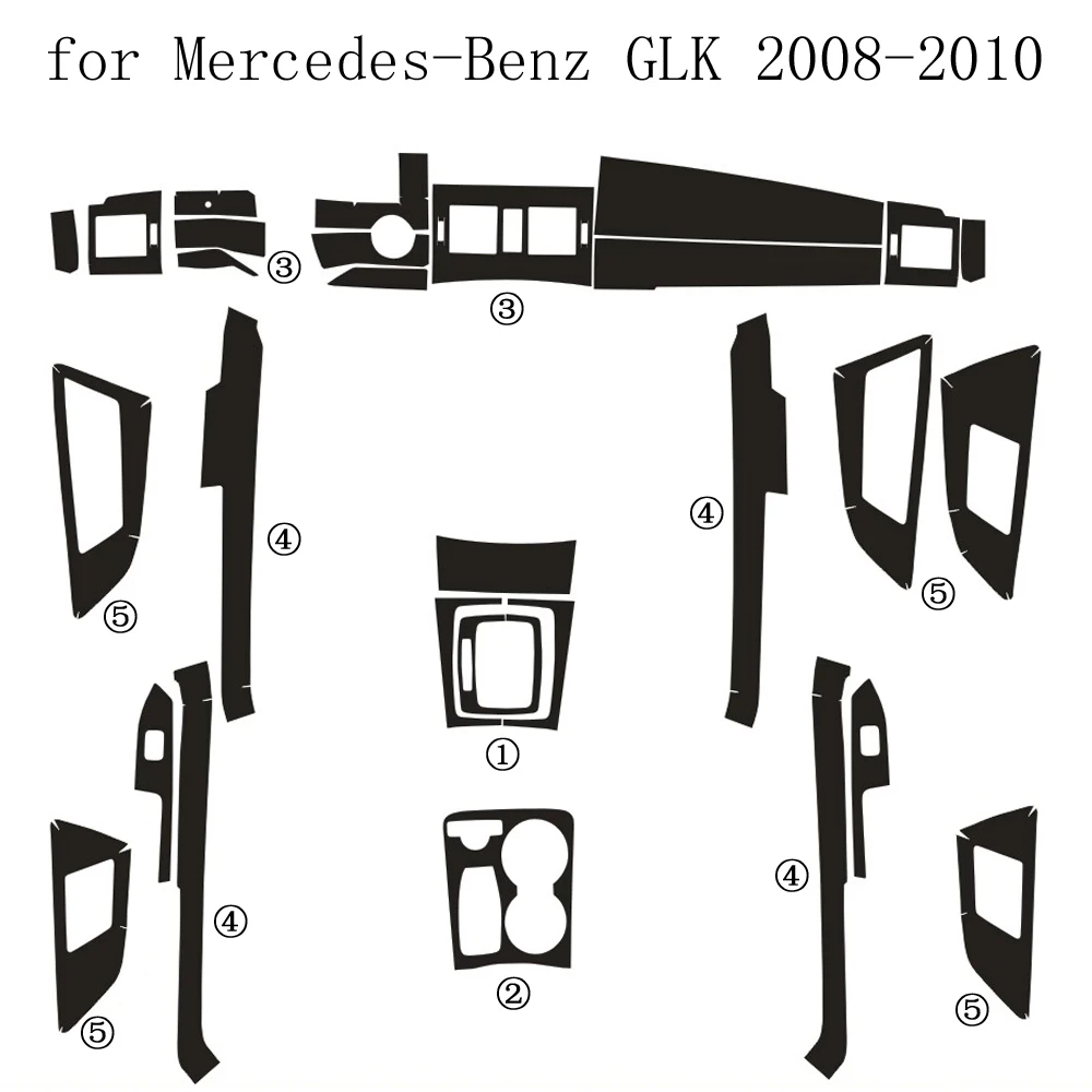 Carbon Fiber for Mercedes-Benz GLK 2008-2012 Car Film Interior Stickers Center Console Gear Dashboard Air Door Handle Lift Panel