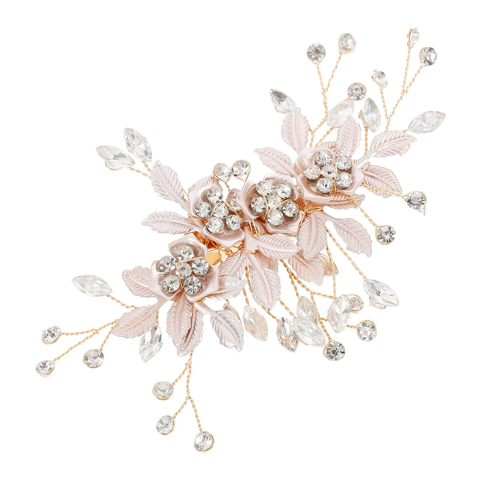 

Rhinestone Barrette Crystal Hair Clip Floral Leaf Flower Design Bridal Wedding Hairpin Elegant Styling Grip for Bangs Control