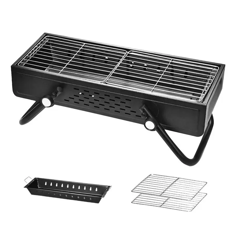 Folding Wood Grill Large Charcoal Grills Smokeless Large Charcoal BBQ Grills Stainless Steel Barbeque Grill Portable Camping